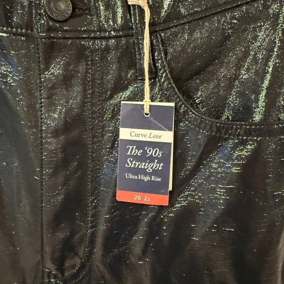 NWT ABERCROMBIE & FITCH The 90s Straight Ultra High Rise Black Faux Leather Pant - Picture 3 of 7